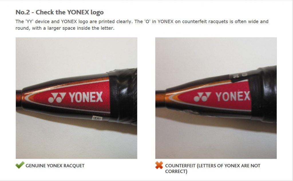 How to avoid counterfeit Yonex Badminton rackets etc...